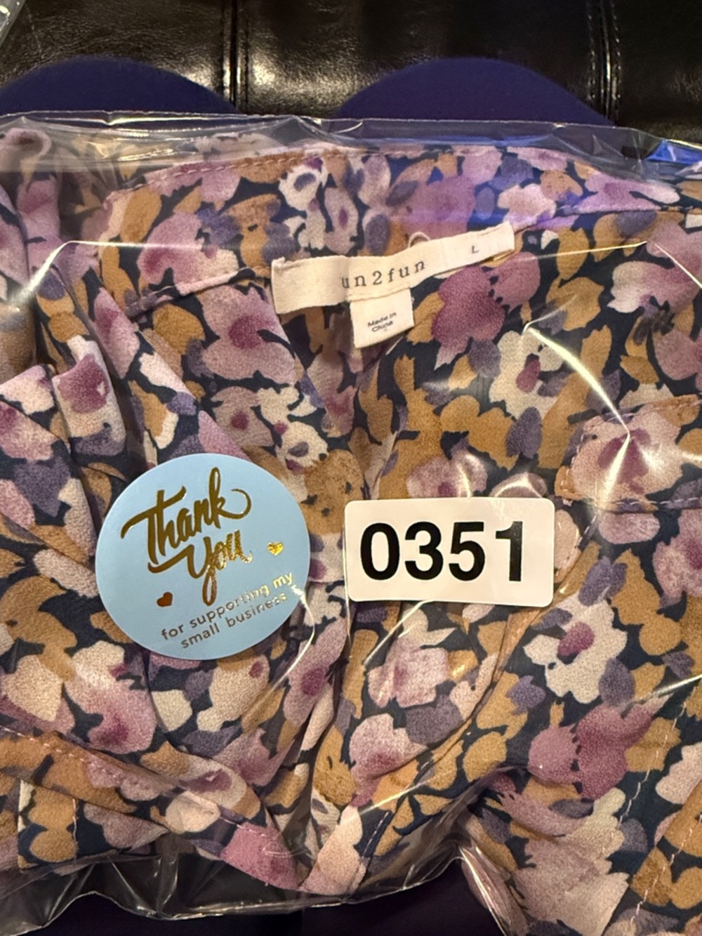 Floral V-Neck Short Sleeve Top - Purple Multi - Picture 6 of 6